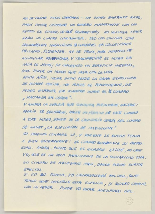 Carta de Heinz Fuchs a Pablo Picasso