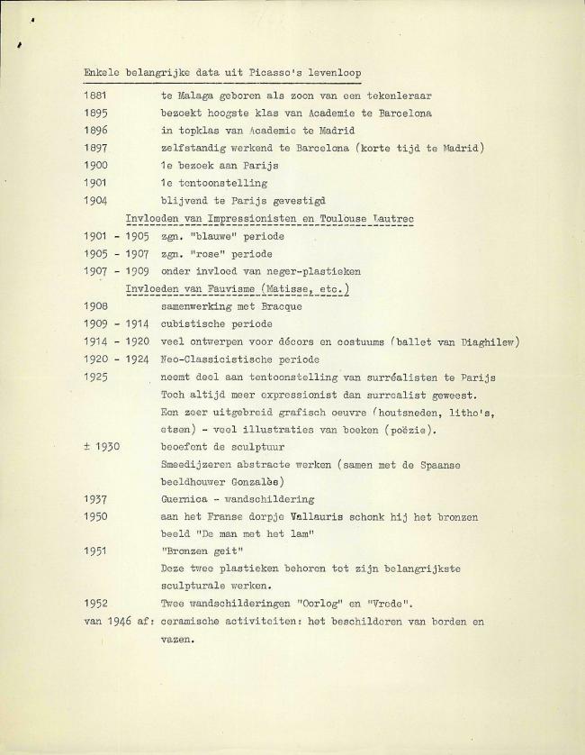Historia y cronología de Picasso y memoria del proyecto de la exposición de Rodin