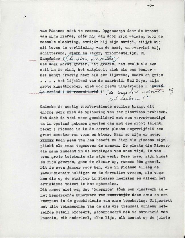 Texto de Emil Langui para el catálogo de la exposición Guernica, avec 60 études