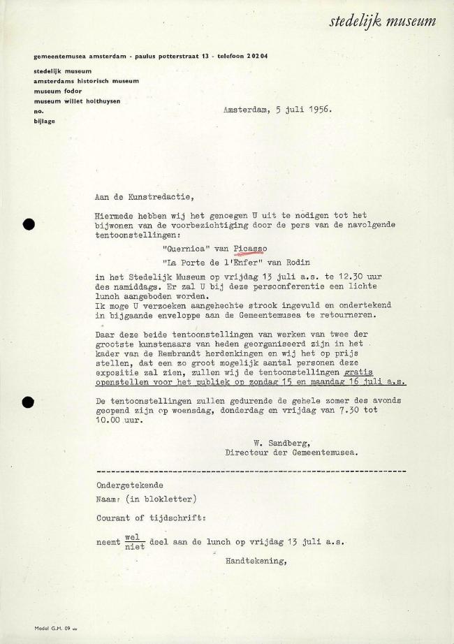 Carta de Willem Sandberg