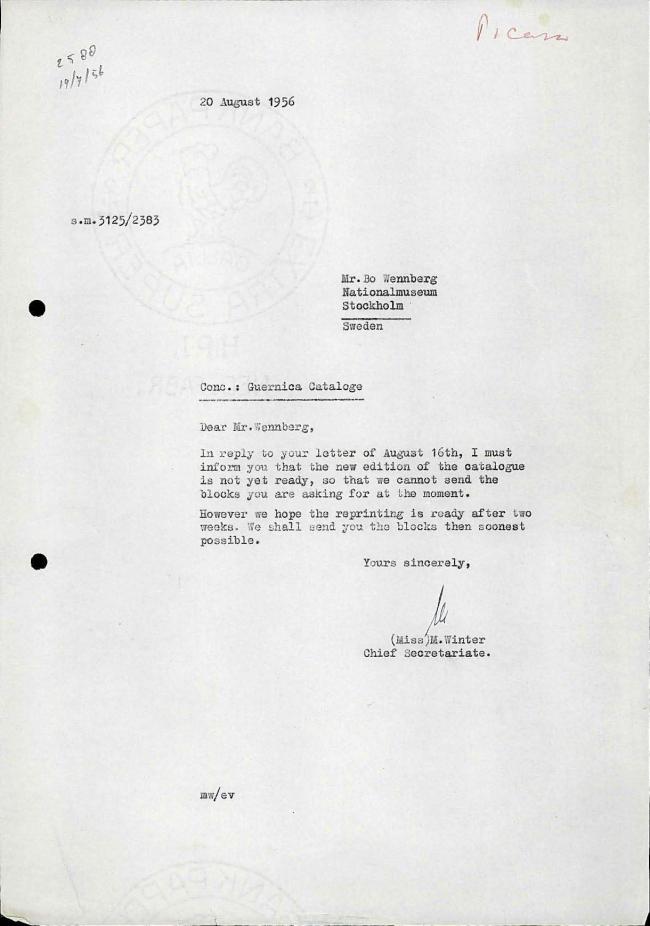 Bo Wennberg's letter to M. Winter