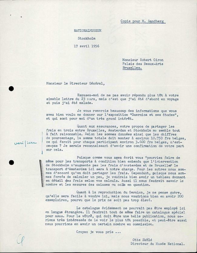 Carta de Otte Sköld a Robert Giron