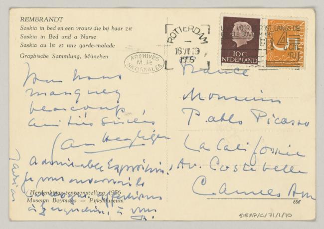 Daniel-Henry Kahnweiler's postcard to Picasso