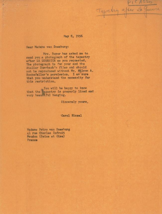 Carta de Carol K. Uht a Petro (Nelly) Van Doesburg