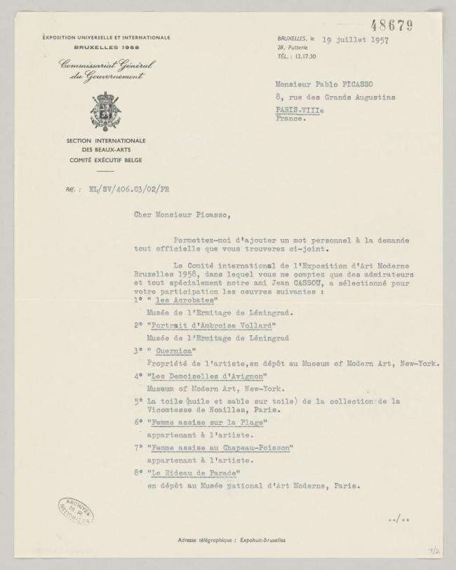 Carta de Émile Langui a Pablo Picasso del 19 de julio de 1957 (2)