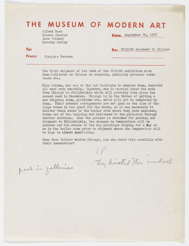 Carta de Virginia Pearson a Alfred H. Barr Jr.