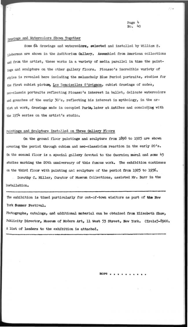 Gran exposición de pinturas y esculturas de Picasso en el Museo de Arte Moderno durante todo el verano