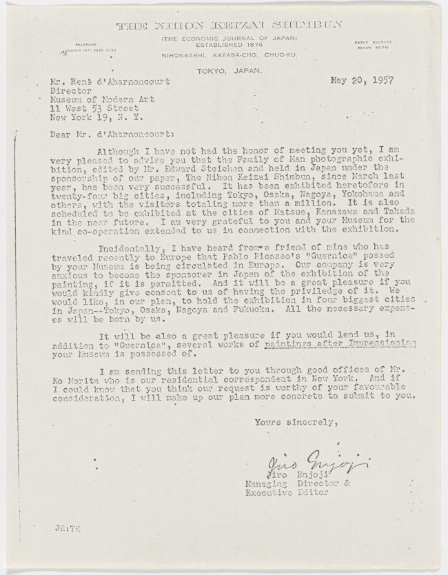 Carta de Jiro Enjoji a René d'Harnoncourt