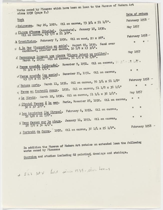 Carta de Alfred H. Barr Jr. a Daniel-Henry Kahnweiler del 30 de mayo de 1957