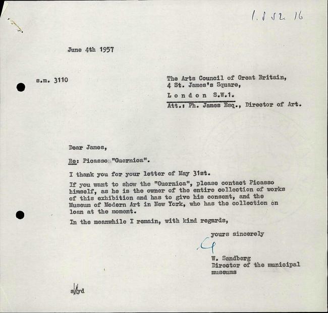 Carta de Willem Sandberg a Philip James