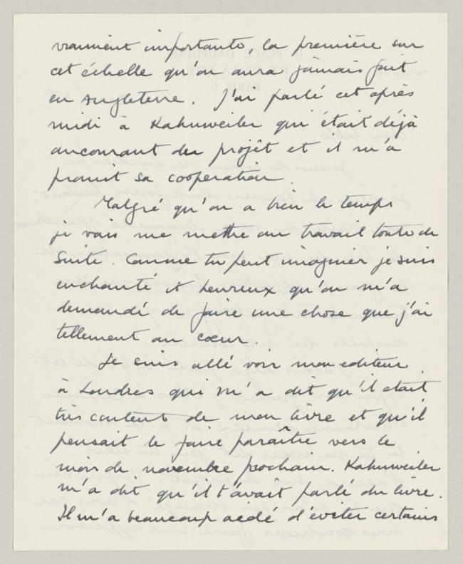 Roland Penrose's letter to Pablo Picasso, dated 1 March 1958
