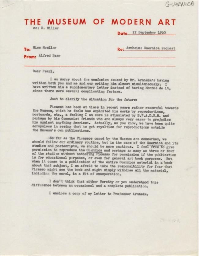 Alfred H. Barr Jr.'s letter Pearl Moeller