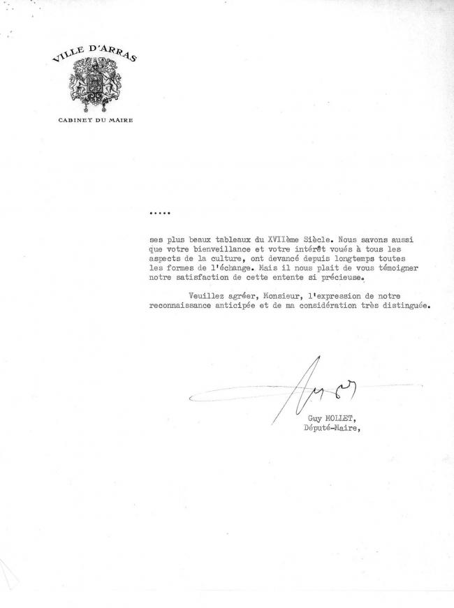 Carta de Guy Mollet a Nelson Rockefeller