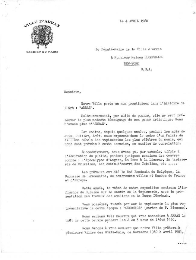 Carta de Guy Mollet a Nelson Rockefeller