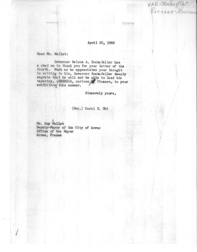 Carta de Carol K. Uht a Guy Mollet