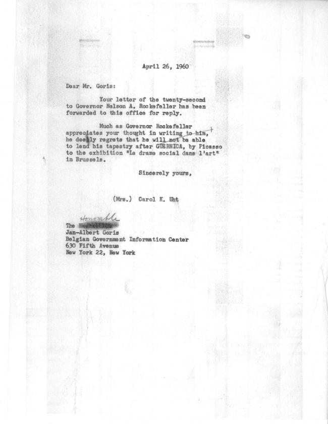 EN Carta de Carol K. Uht a Jan-Albert Goris