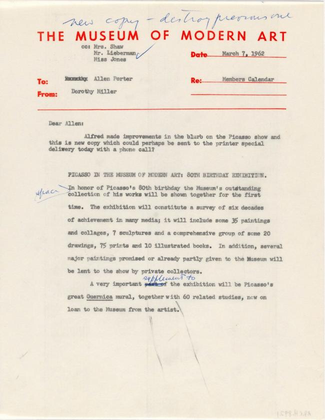 Picasso in the Museum of Modern Art