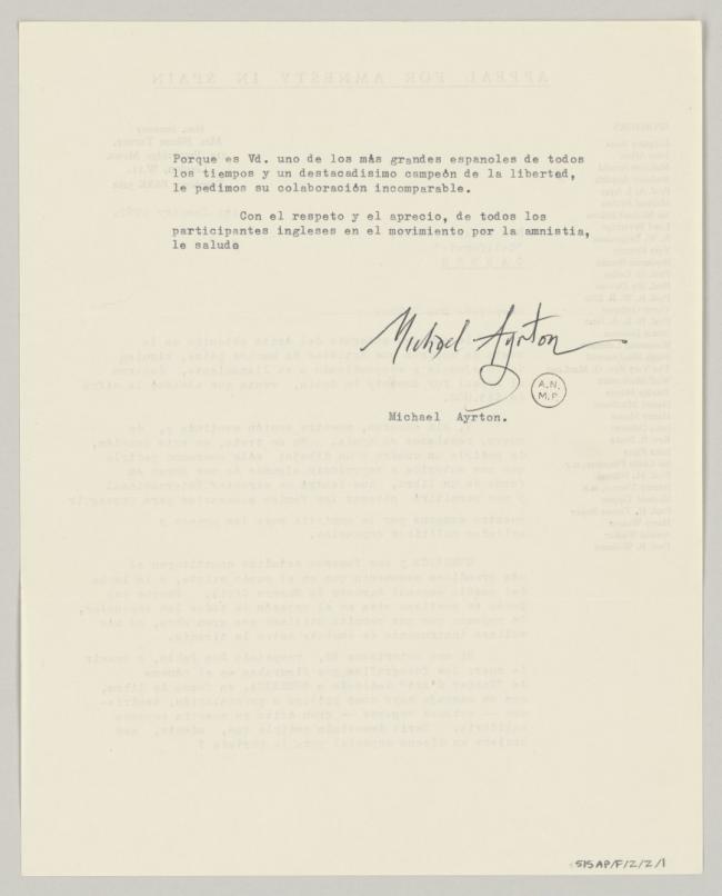 Michael Ayrto's letter to Pablo Picasso