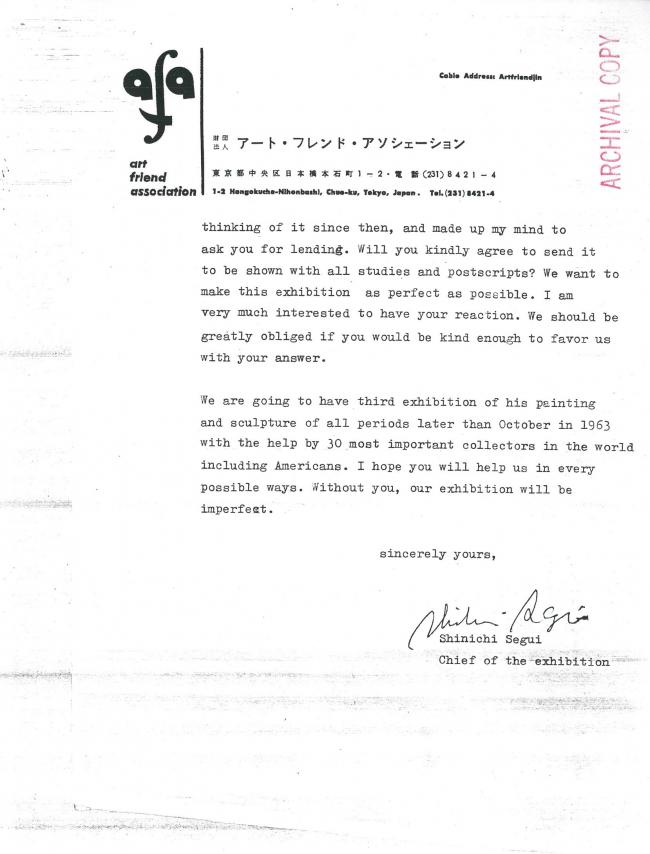 EN Carta de Shinichi Segui a Nelson Rockefeller