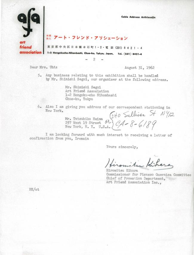 Carta de Hiromitsu Kihara a Carol K. Uht