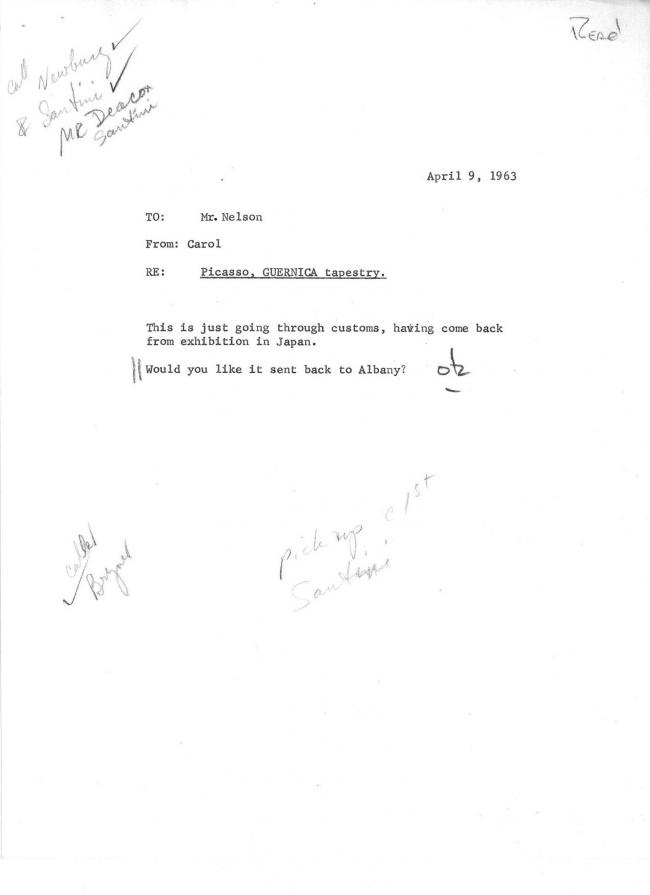 Carta de Carol K. Uht a Nelson Rockefeller del 9 de abril de 1963