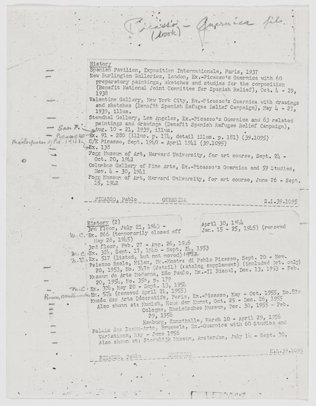 Fichas de trabajo de Alfred H. Barr Jr.