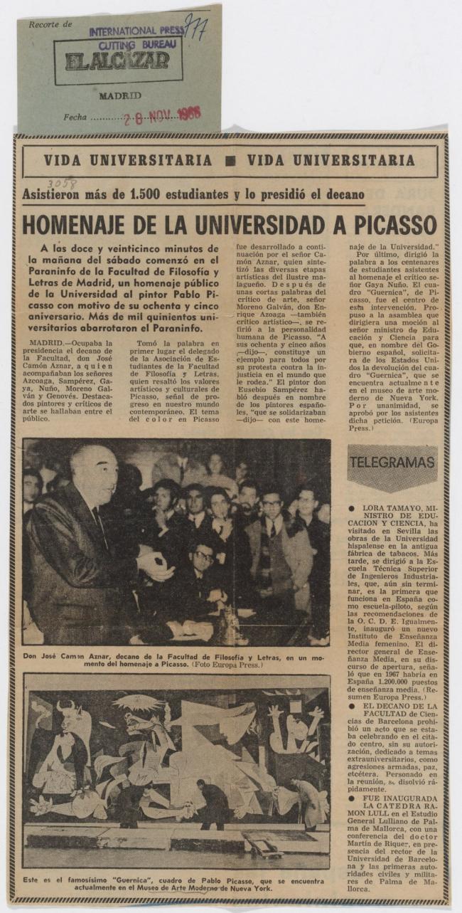 Homenaje de la universidad a Picasso