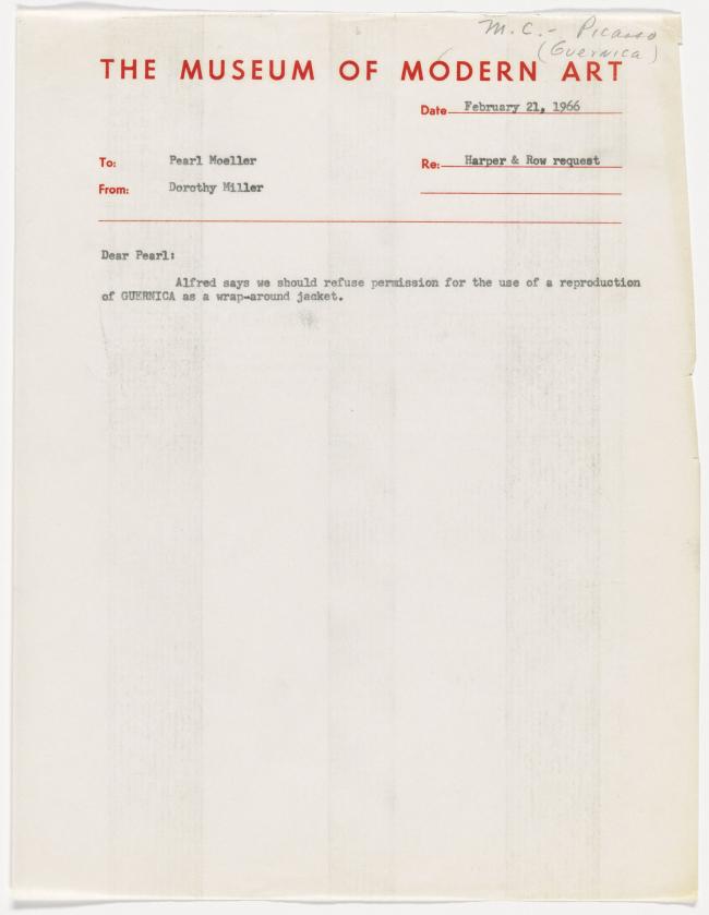 Carta de Dorothy C. Miller a Pearl L. Moeller