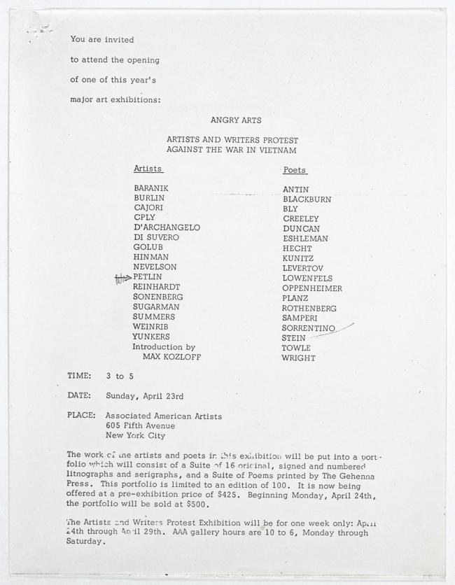 Angry Arts: artists and writers protest against the war in Vietnam