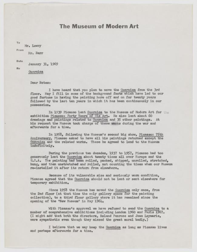 Carta de Alfred H. Barr Jr. a Bates Lowry