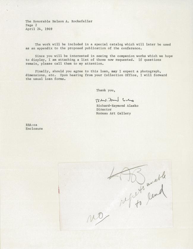 Carta de Richard-Raymond Alasko a Nelson Rockefeller