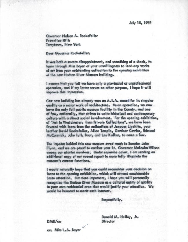 Carta de Donald M. Halley Jr. a Nelson Rockefeller