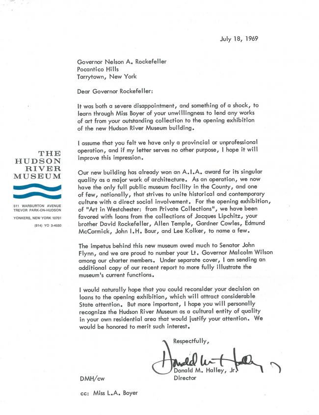 Carta de Donald M. Halley Jr. a Nelson Rockefeller