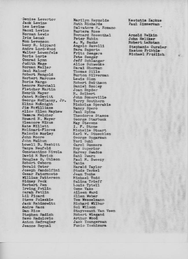 Petition from the Art Workers’ Coalition (AWC) and the Artists and Writers Protest (AWP) to Pablo Picasso to remove <em>Guernica</em> from MoMA, New York, March 11, 1970