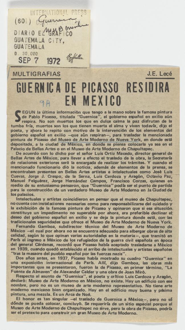 Guernica de Picasso residirá en México