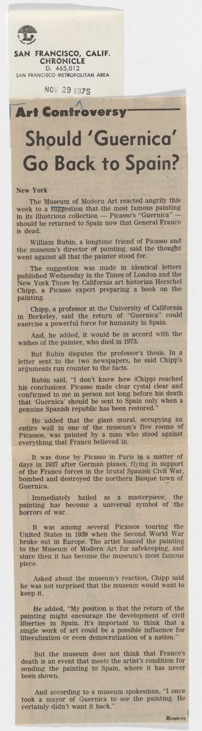 ¿Debería volver Guernica a España ?