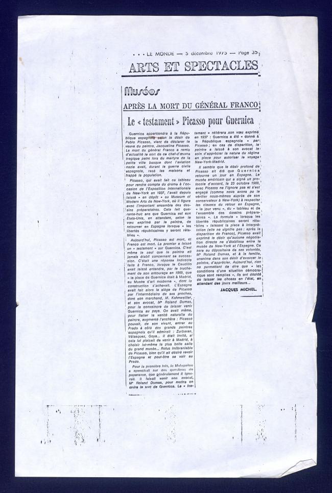 El «testamento» de Picasso para Guernica