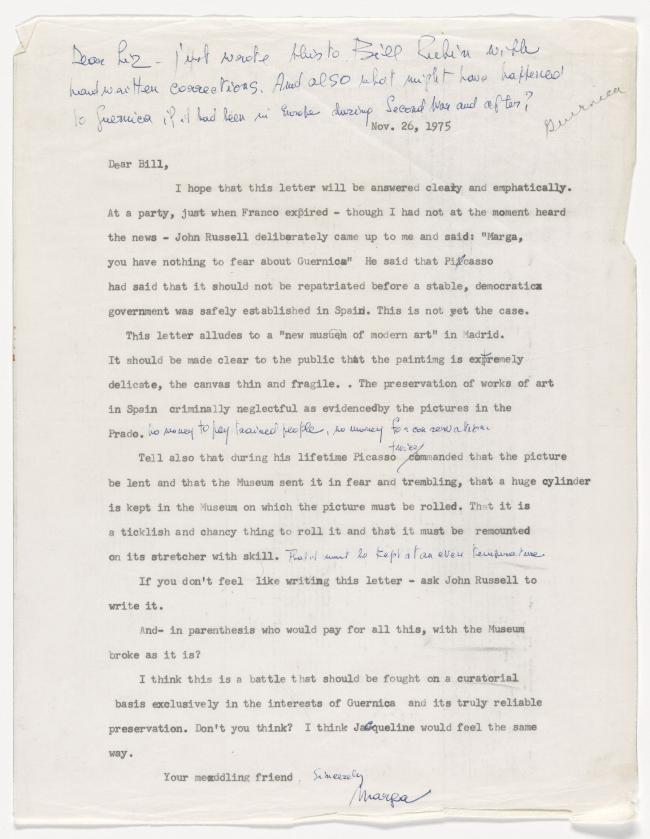 Margaret Potter's letter to William Rubin