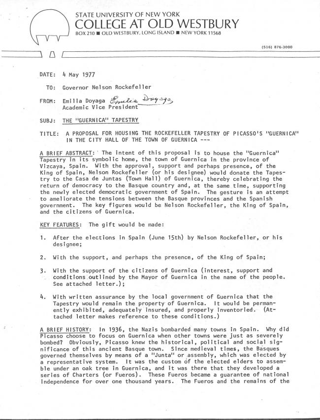 Carta de Emilia Doyaga a Nelson Rockefeller