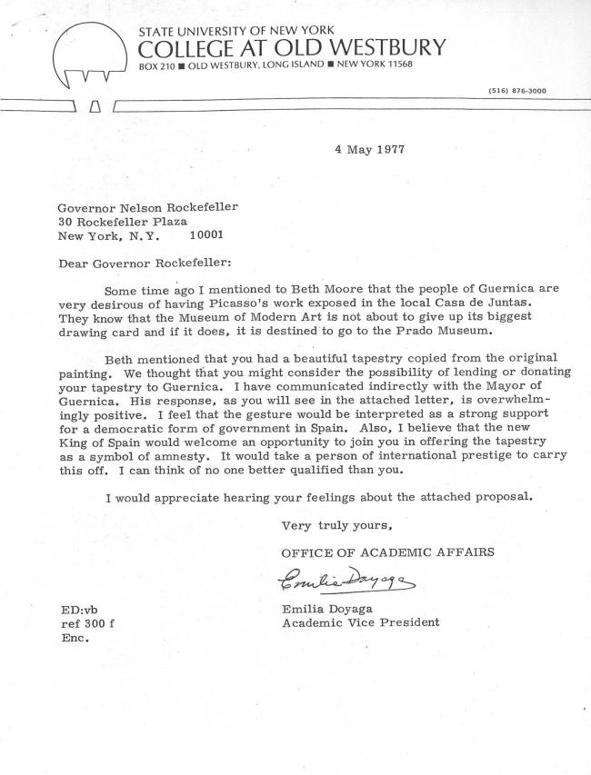 Carta de Emilia Doyaga a Nelson Rockefeller