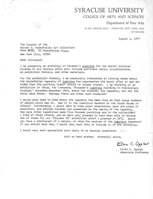 Carta de Ellen C. Oppler a Carol K. Uht