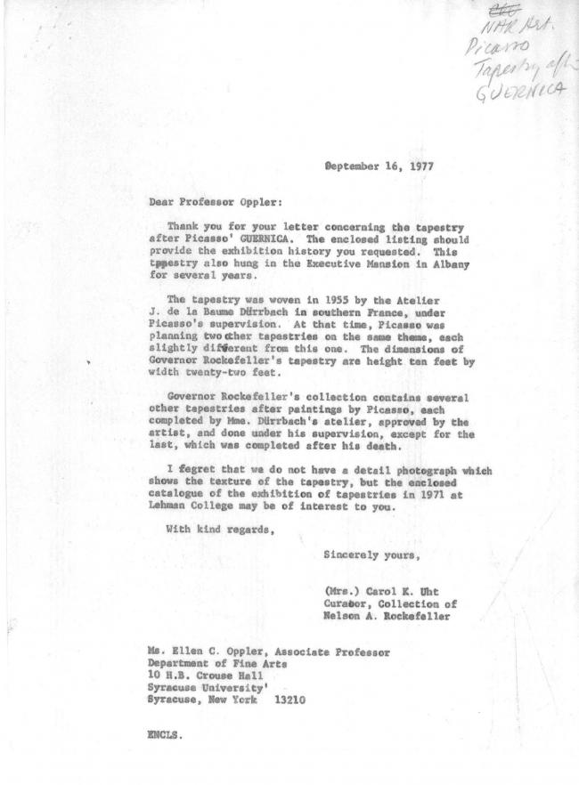 Carta de Carol K. Uht a Ellen C. Oppler