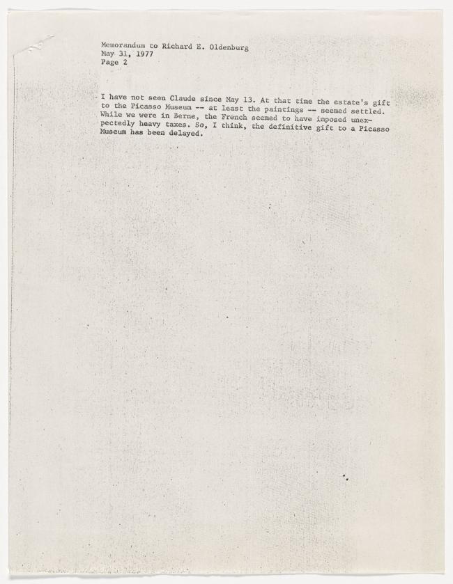 Carta de William S. Lieberman a Richard Oldenburg del 31 de mayo de 1977