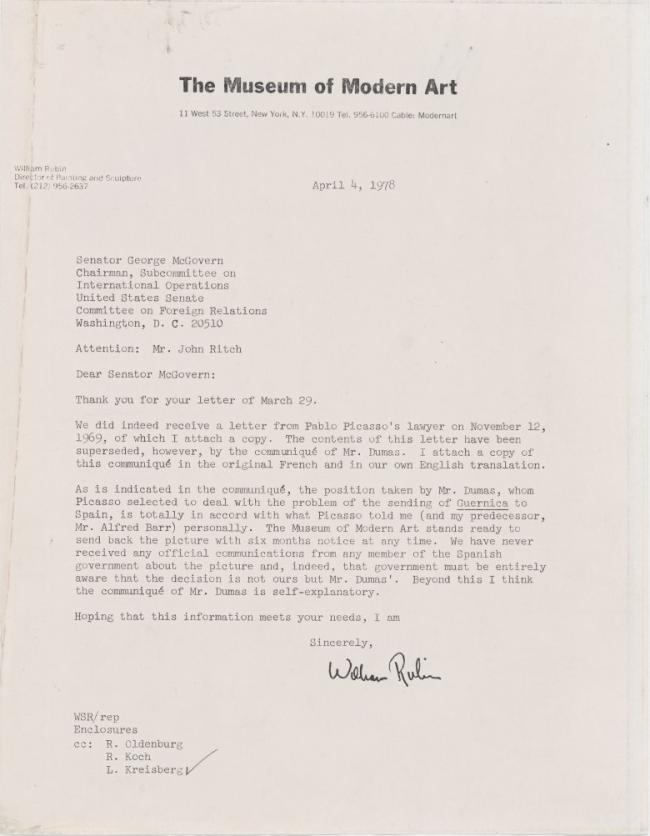 Carta de William Rubin a George McGovern