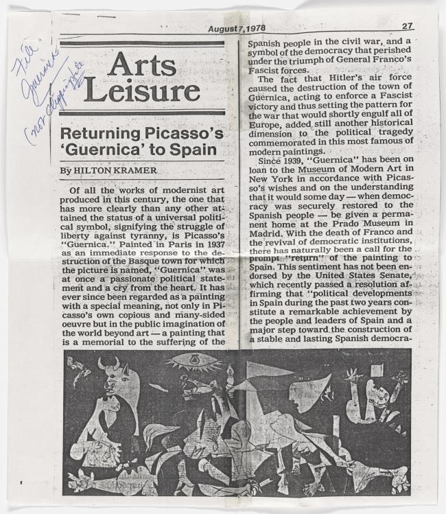 La devolución de Guernica de Picasso a España