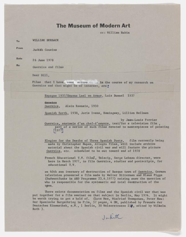 Carta de Judith Cousins a William Burback