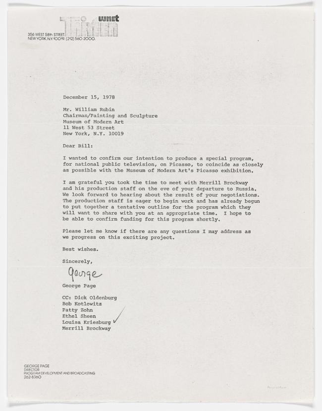 George Page's letter to William Rubin