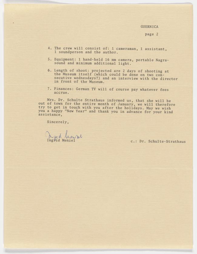 Carta de Ingrid Menzel a Luisa Kreisberg