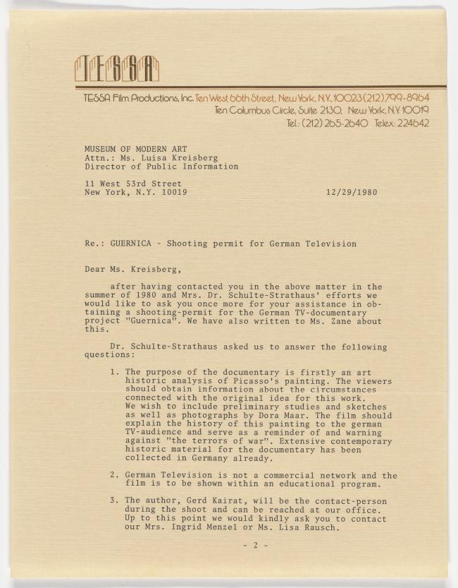 Carta de Ingrid Menzel a Luisa Kreisberg