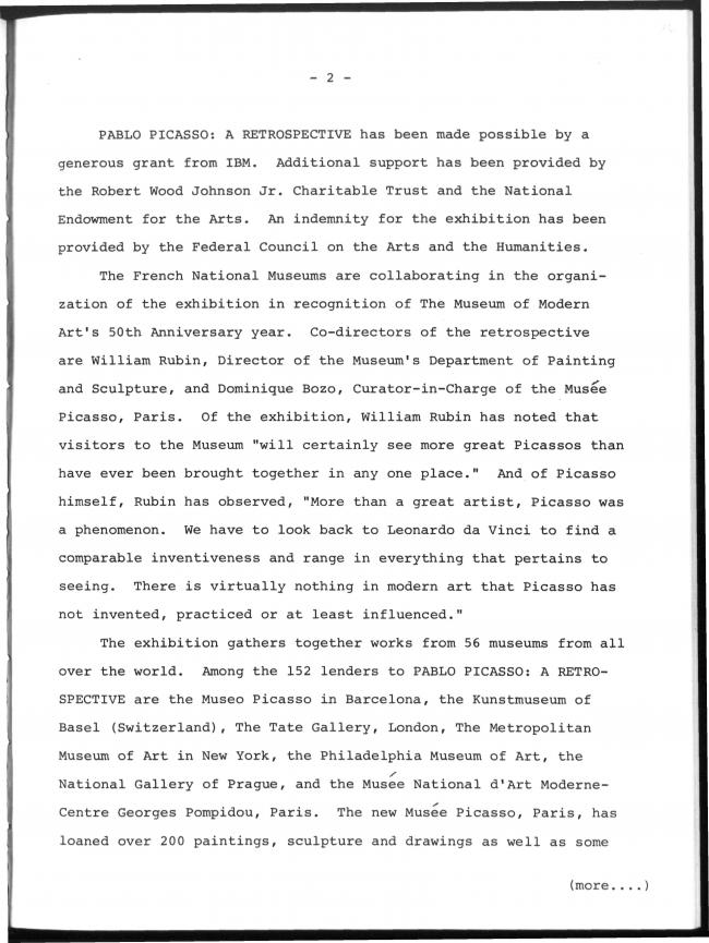 El Museum of Modern Art inaugurará la exposición más completa de Picasso hasta la fecha